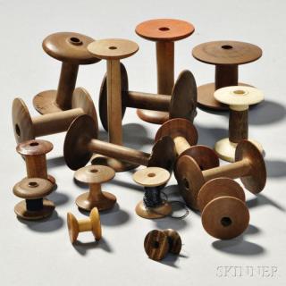 Appraisal: Group of Shaker Thread Spools sixteen Shaker thread spools one