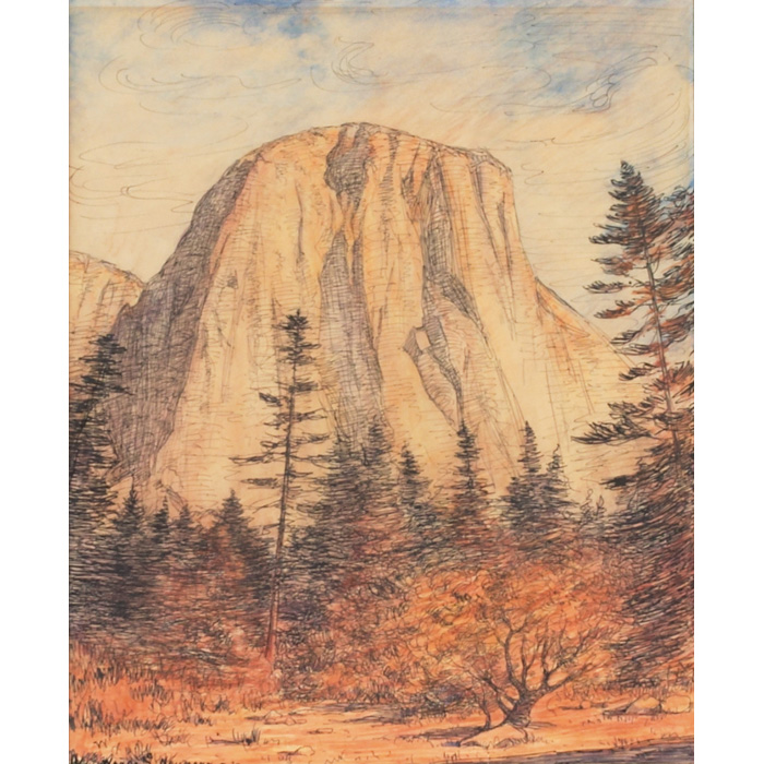 Appraisal: Wanda Newman Western Landscape ink and colored pencil x signed