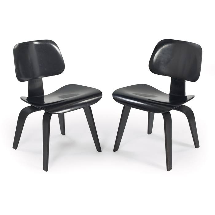 Appraisal: Early Charles and Ray Eames DCWs pair by Evans ebonizedmolded