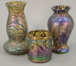 Appraisal: Attributed to Loetz three art glass iridescent vases including two