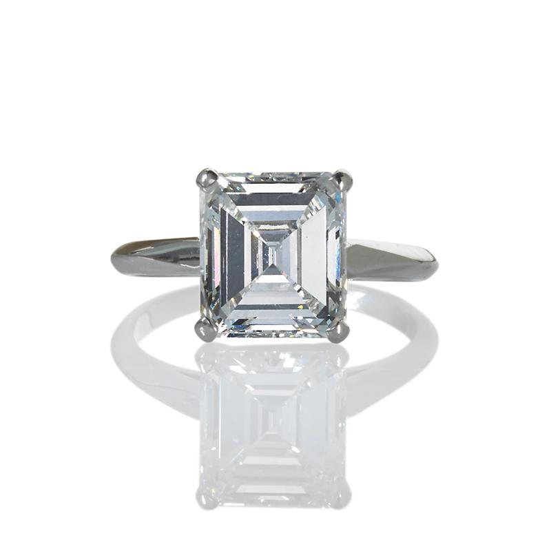 Appraisal: CTS EMERALD CUT DIAMOND ENGAGEMENT RING GIA report describes emerald