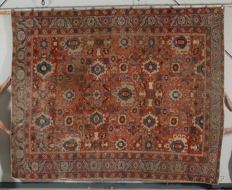 Appraisal: Heriz Carpet Northwest Persia late th century areas of wear