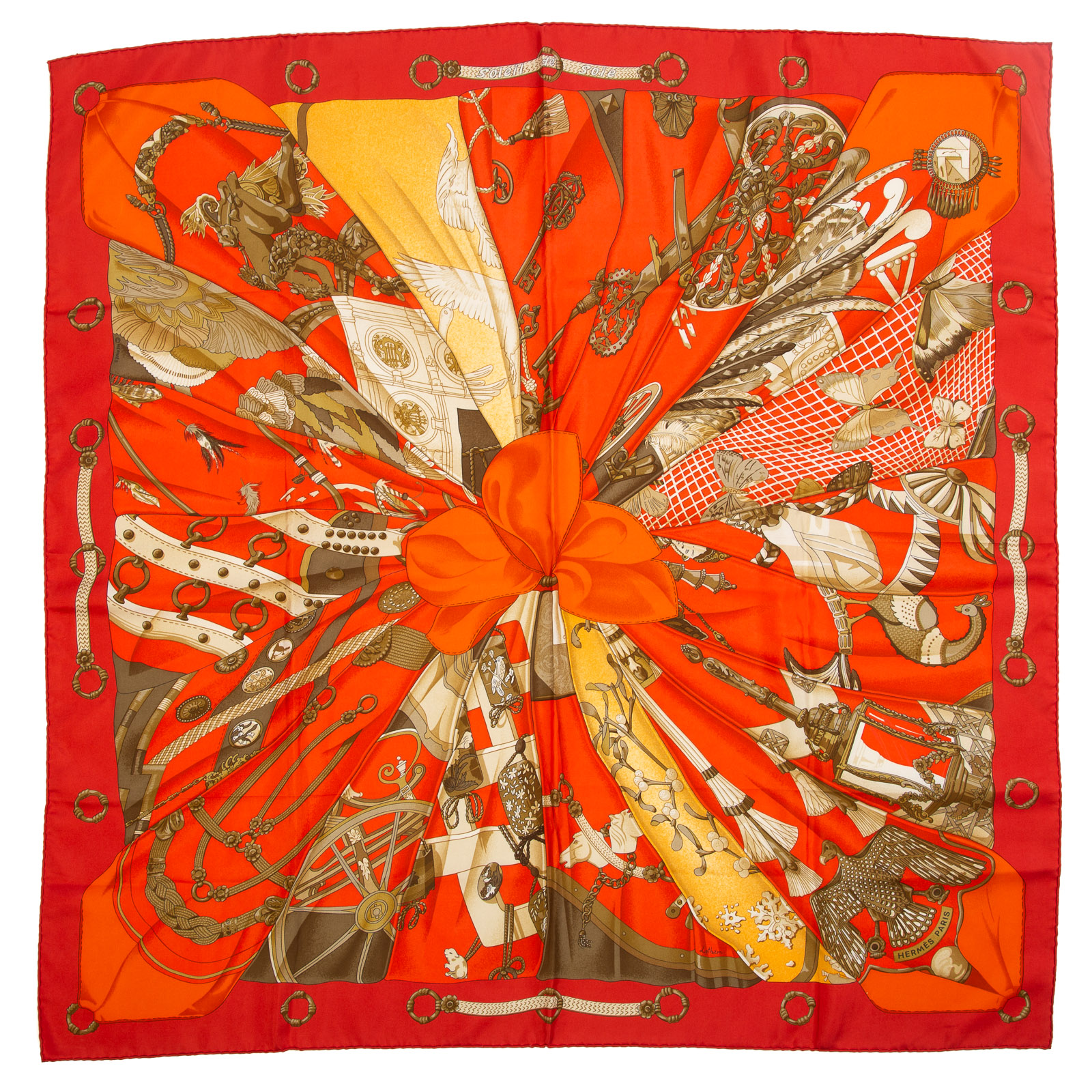 Appraisal: AN HERMES SCARF SOLEIL DE SOIE SCARF Red and multicolor