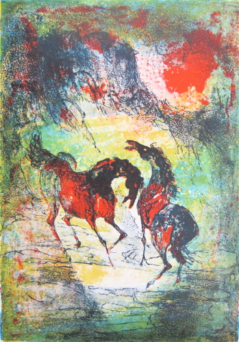 Appraisal: LEBADANG HAND PULLED COLOR LITHOGRAPH French Vietnamese born titled Two