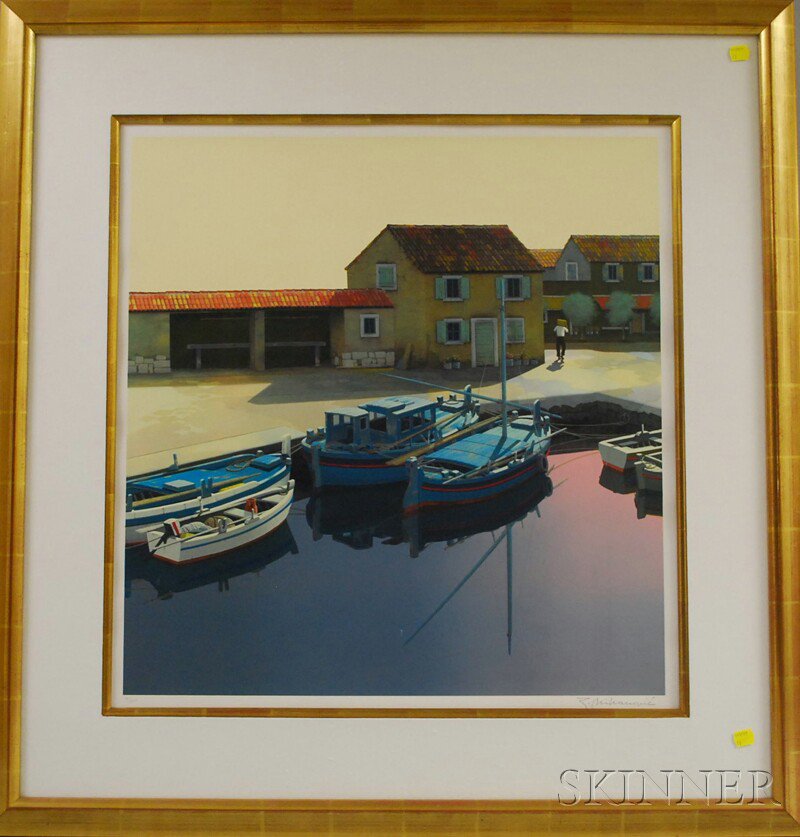 Appraisal: Zvonimir Mihanovic Croatian th st Century Boats at Dock Signed