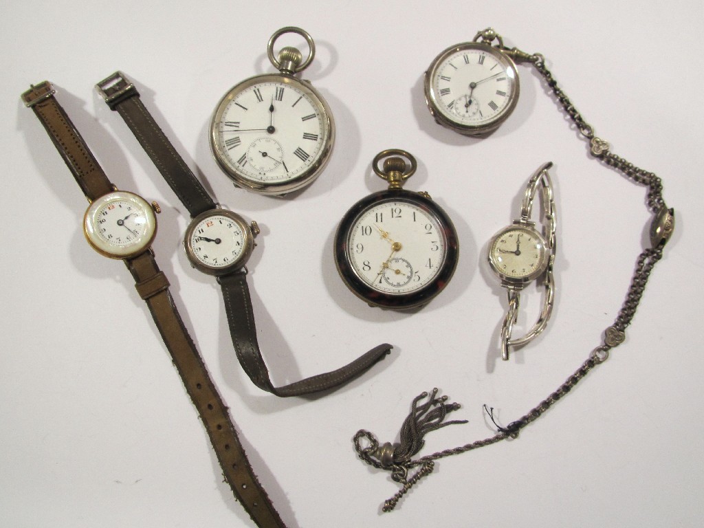 Appraisal: Six various early th century watches to include two silver