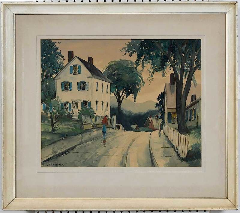 Appraisal: Dick Crocker American b New England Village signed lower left