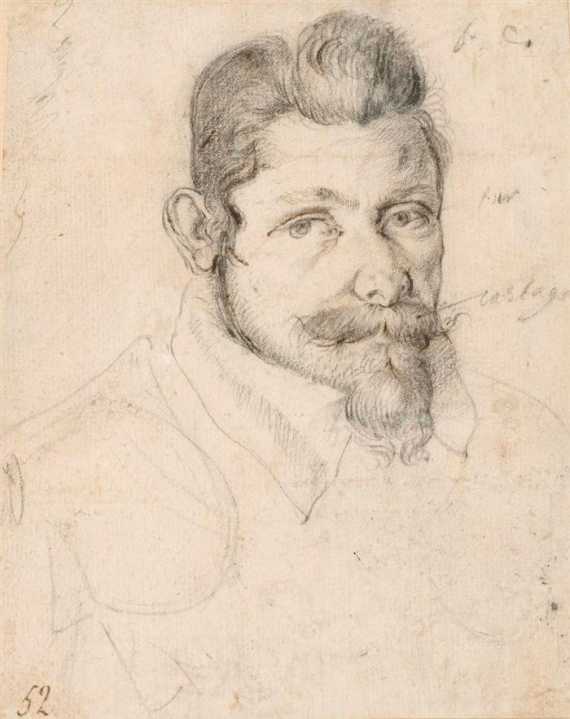 Appraisal: DUTCH ca Portrait study of a nobleman Black chalk Old