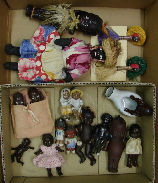 Appraisal: Lot of black dolls All bisque painted bisque china celluloid