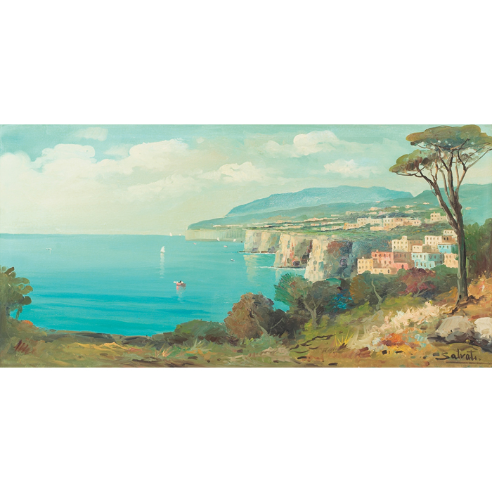 Appraisal: Giuseppe Salvati Italian b Coastal View c oil on canvas