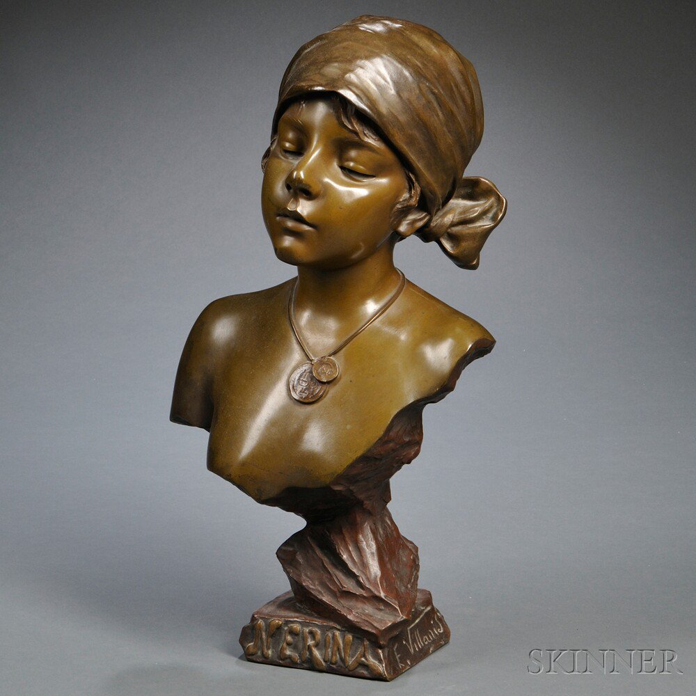 Appraisal: Emmanuel Villanis French - Nerina the patinated bronze bust with