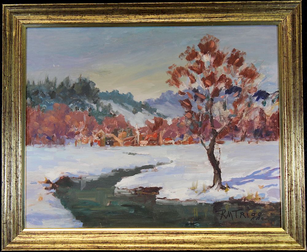 Appraisal: Signed th C Impressionist Winter River Scene Signed th C