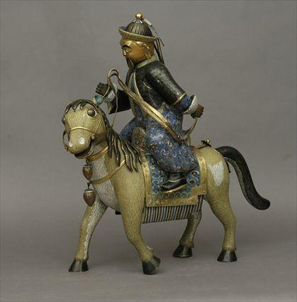 Appraisal: Chinese Cloisonn Enamel Equestrian Group Modern in x in x