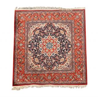 Appraisal: Hand Woven Area Rug Wool Iran Floral design on rust