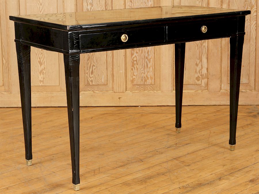 Appraisal: LEATHER TOP WRITING DESK DIRECTOIRE STYLE C A black lacquer