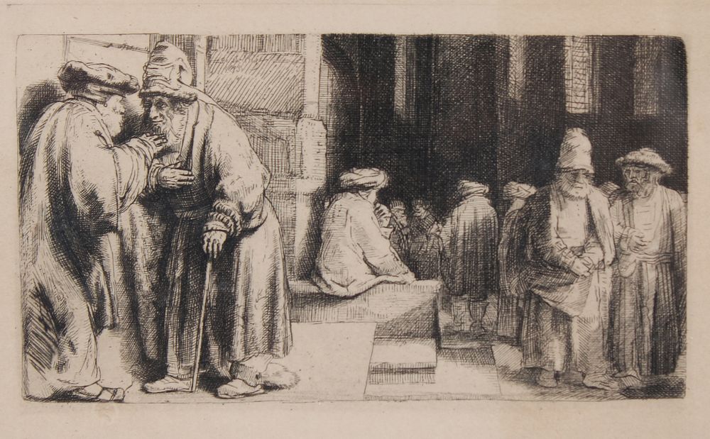 Appraisal: Rembrandt Pharisees in the Temple Etching Rembrandt Van Rijn Pharisees