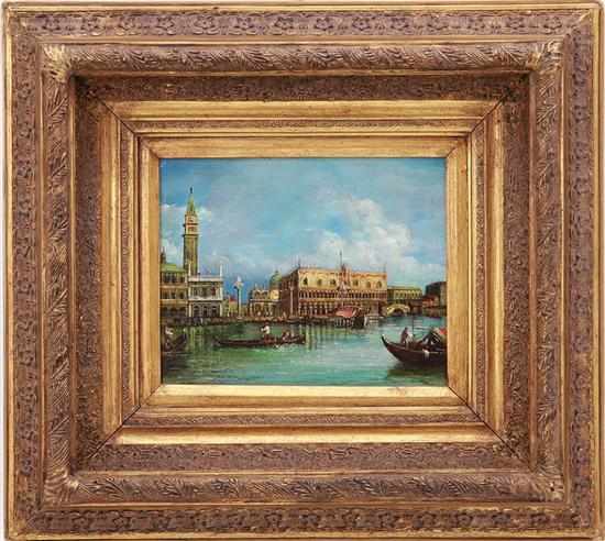 Appraisal: Continental school th century VENETIAN CANAL SCENE oil on canvas