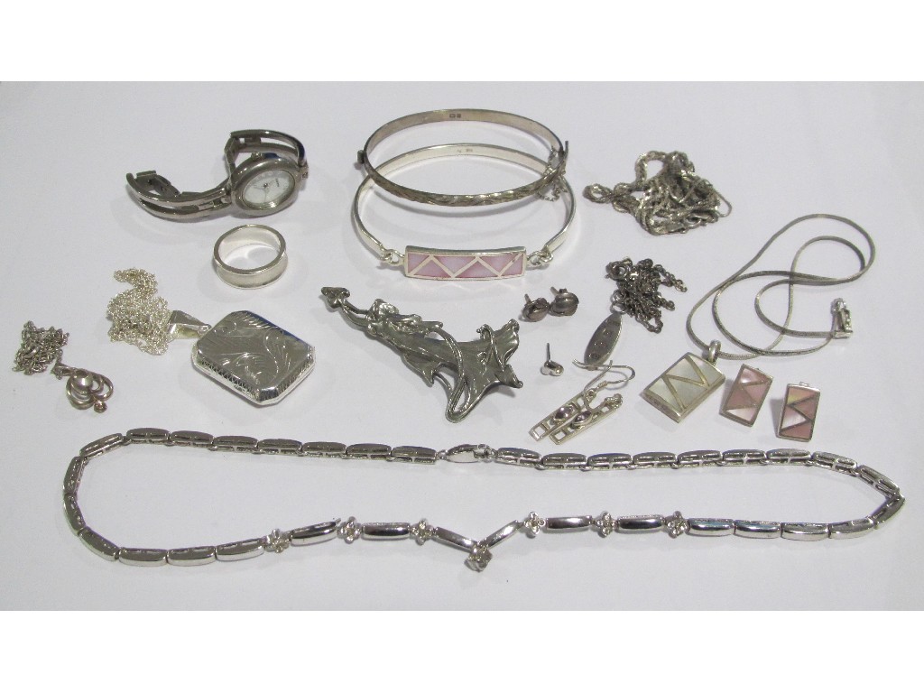 Appraisal: Lot comprising a ladies quartz watch and some silver items