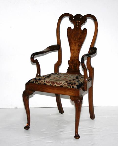 Appraisal: A George II style walnut armchair together with a George