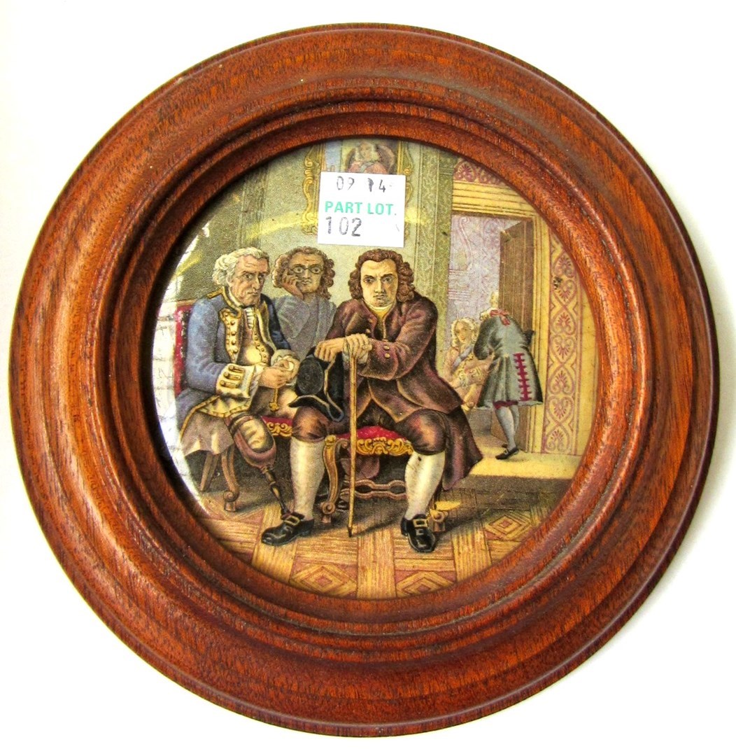 Appraisal: Nine Prattware pot lids in turned wooden frames including The