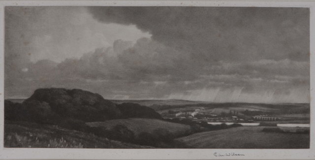 Appraisal: G M WILSONA hilly landscape with rain storm in the