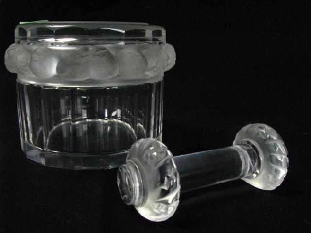 Appraisal: Two Lalique Crystal Items including lidded jar with frosted birds