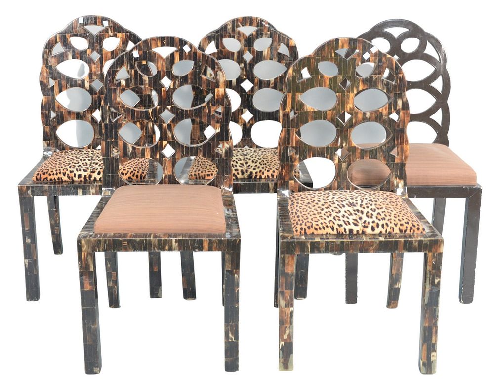 Appraisal: Set of Five Enrique Garcel Side Chairs four having tessellated