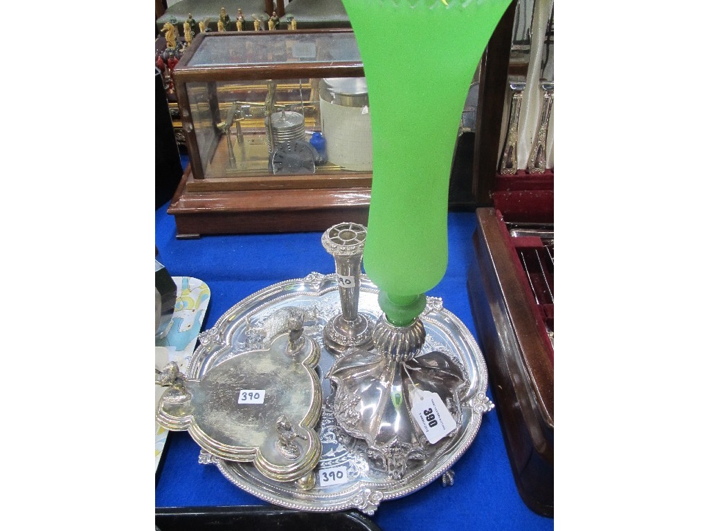 Appraisal: Lot comprising salver glass and EP vase flower tube etc