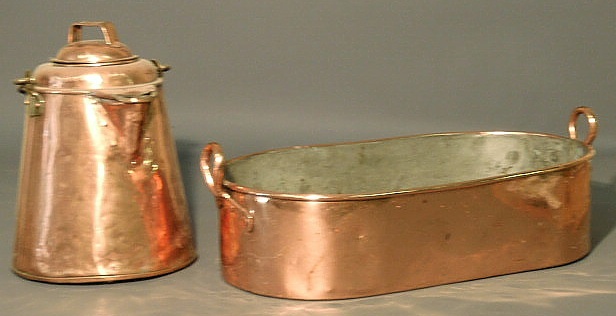 Appraisal: Oval copper pan h x l x W and a