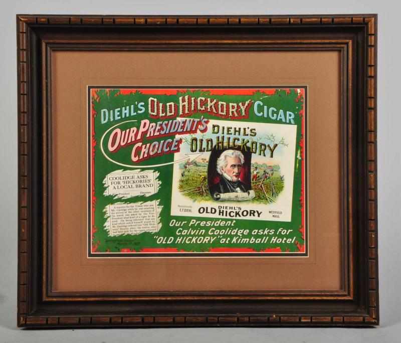 Appraisal: Cardboard Old Hickory Cigar Advertising Sign Description Dated Fantastic graphics