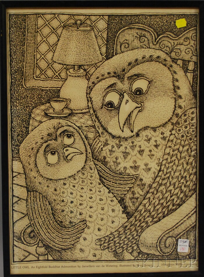 Appraisal: Framed Marc Brown Print Little Owl An Eightfold Buddhist Admonition