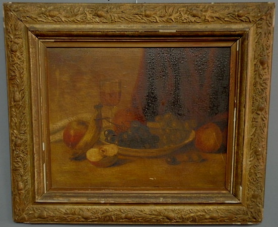 Appraisal: Oil on canvas painting of a still life of fruit