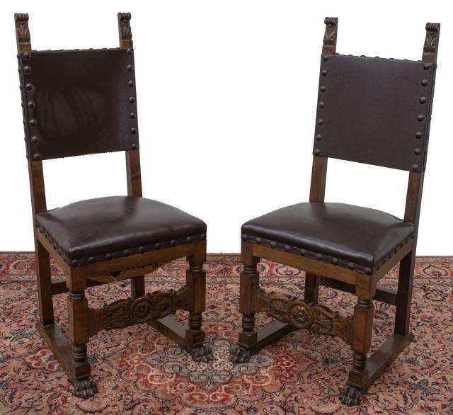 Appraisal: pair Italian Renaissance Revival walnut chairs early th c each