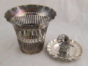 Appraisal: A pierced silver vase no liner London a small white