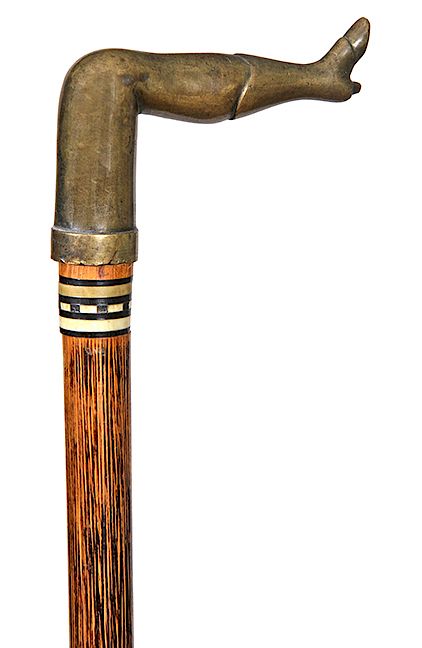 Appraisal: Bludgeon Cane- Late th Century- A bell bronze naughty leg