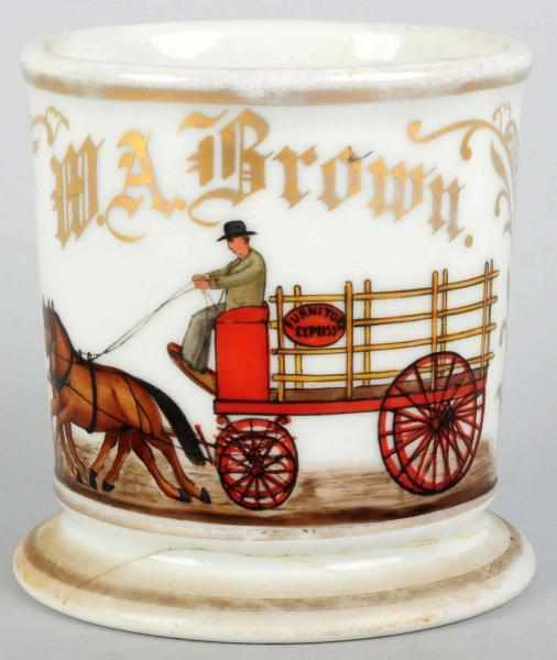 Appraisal: Horse-Drawn Furniture Wagon Shaving Mug Gilt name M A Brown