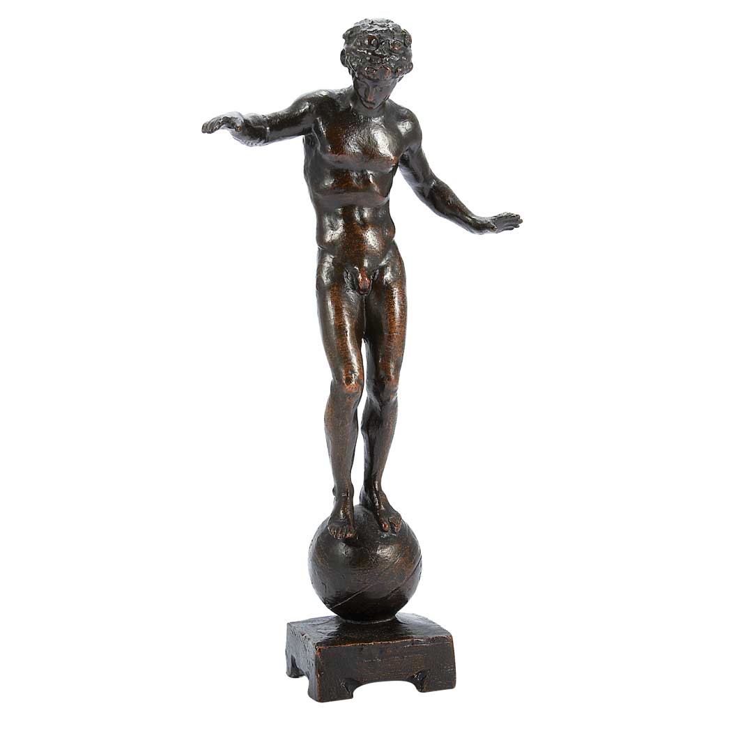 Appraisal: French Bronze Figure of a Youth th Century With brown