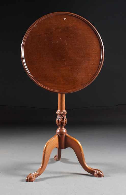 Appraisal: Georgian style mahogany tilt-top candle stand Estimate - Back Inquiry