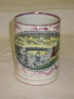 Appraisal: A SUNDERLAND PINK LUSTRE POTTERY FROG MUG printed and overpainted