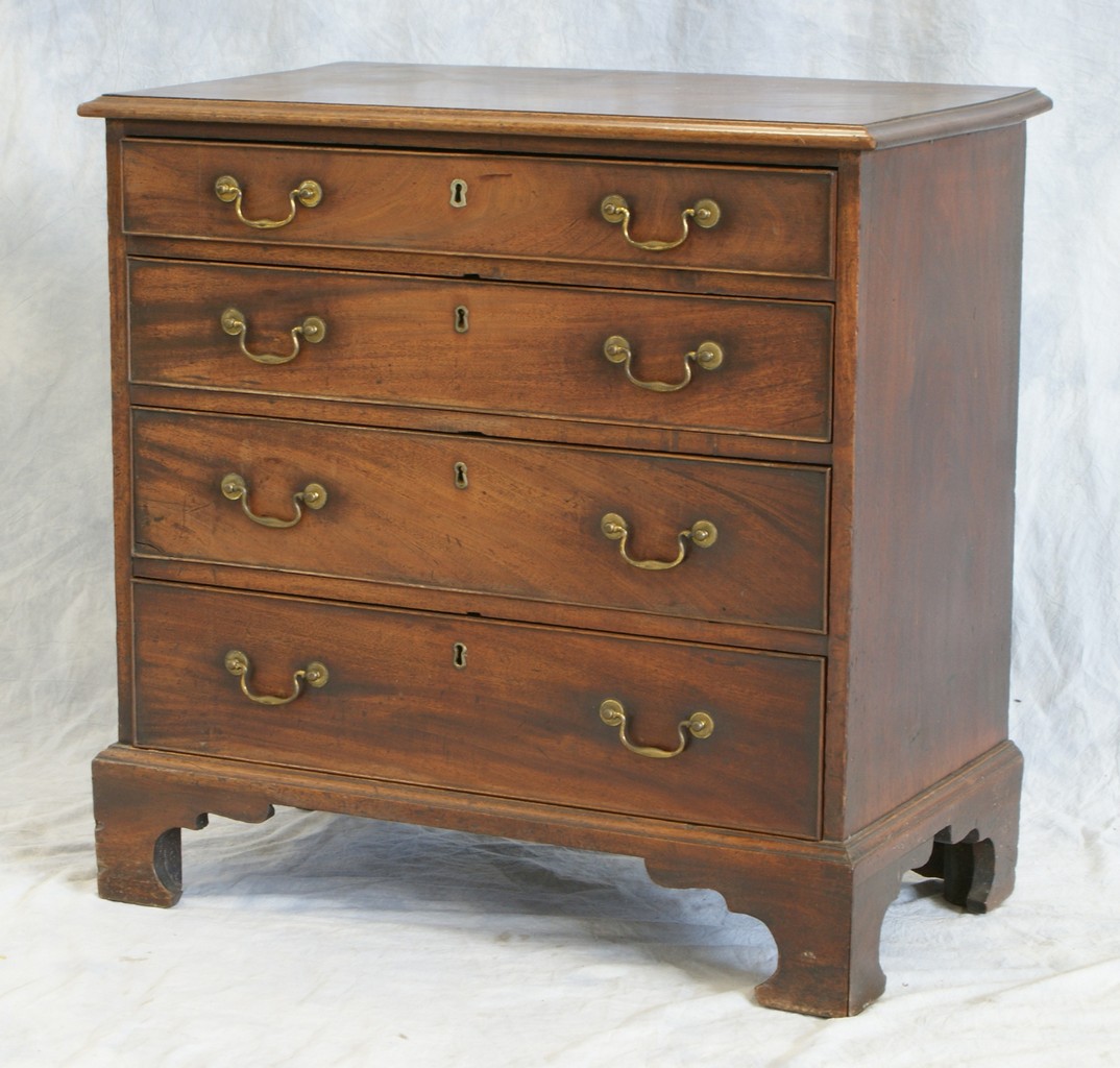 Appraisal: Diminutive Georgian mahogany drawer bachelor chest beaded edged drawers raised