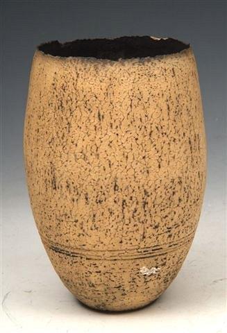 Appraisal: A BUFF STONEWARE VASE of eggshell form in the manner