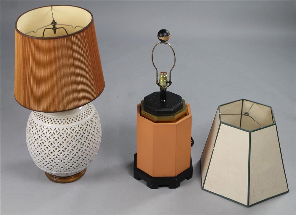 Appraisal: TWO JAPANESE LAMPS the first of whte-glazed globular shape with