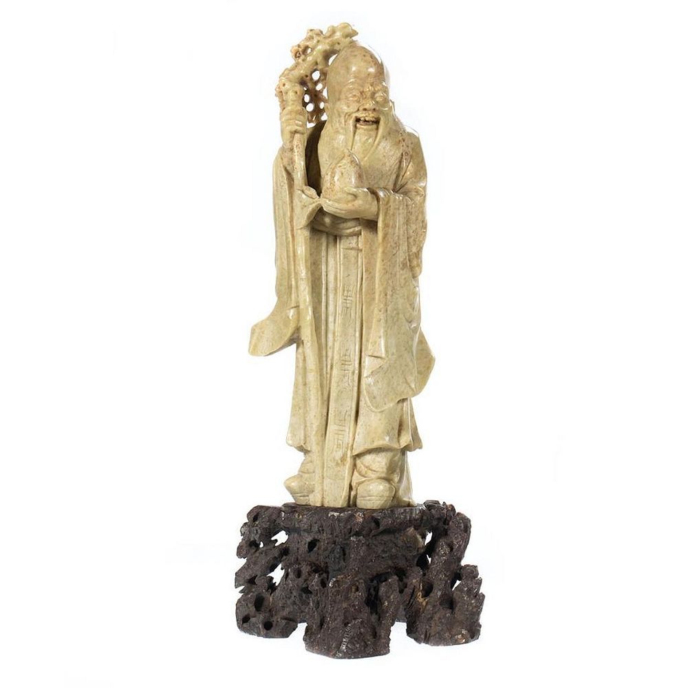 Appraisal: A Chinese Carved Stone Figure of a Sage Standing on