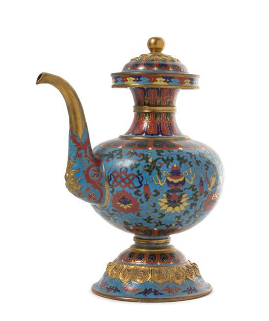 Appraisal: Sale Lot A Cloisonne Enamel Ewer Penbahu the spherical form