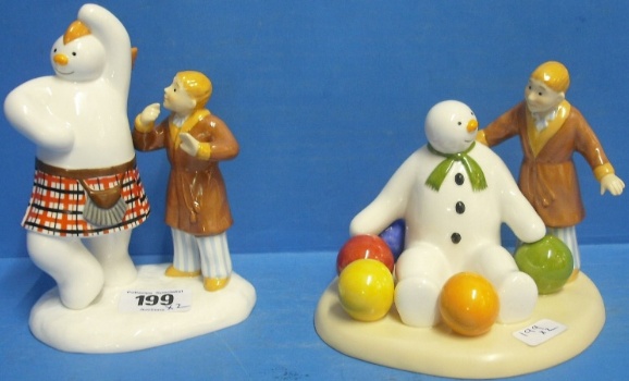 Appraisal: Coalport Snowman Figures Hush Soft Landing and Highland Fling Both