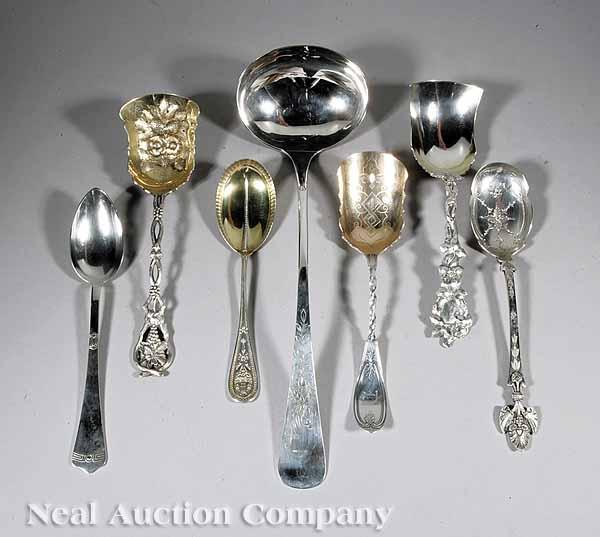 Appraisal: A Group of Six Silver Serving Spoons Continental and American