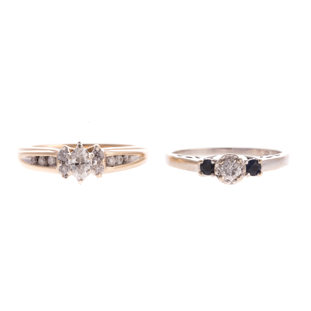 Appraisal: A Pair of Diamond Engagement Rings K white gold engagement