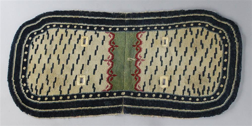 Appraisal: RARE TIBETAN WOOL TIGER-PATTERN SADDLE RUG th C of typical