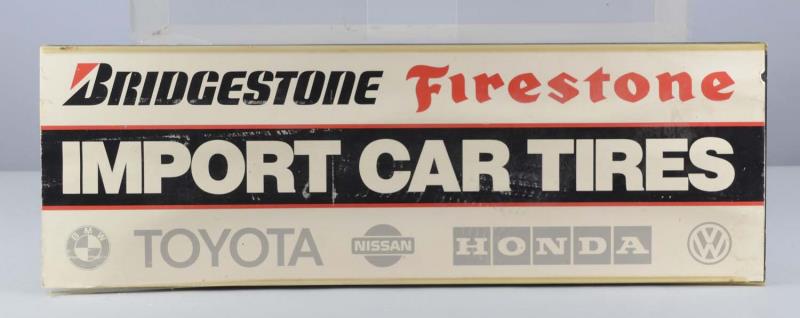 Appraisal: Import Car Tires Double-Sided Cardboard Sign This cardboard on wood