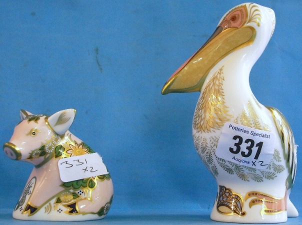 Appraisal: Royal Crown Derby Paperweights White Pelican and Sinclairs Pickworth Piglet